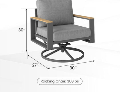All Weather Swivel Patio Dining Chairs With Cushions - Gray