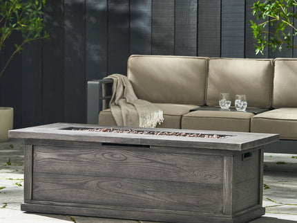 Transitional Rectangular Outdoor Propane Fire Pit With 50, 000 Btu