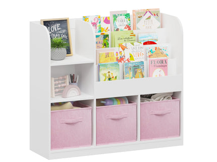 Bookcase And Bookshelf With 3 Collapsible Drawers, Multifunctional Display Stand