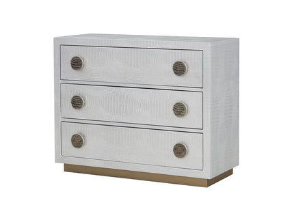 Anpu - Faux Crocodile Skin Console Cabinet - Silver