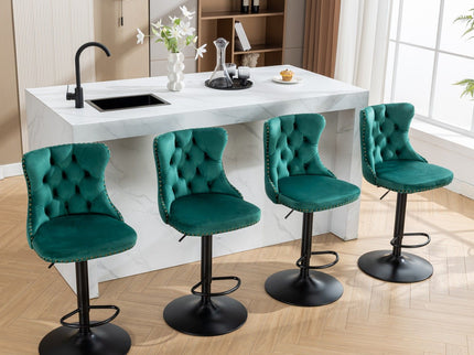 Swivel Barstools Adjusatble Seat Height, Modern Upholstered Bar Stools With Backs Comfortable Tufted For Home Pub And Kitchen Island (Set of 2)