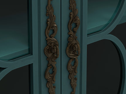 Elegant 4 Door Cabinet With Tempered Glass Doors