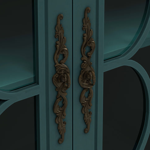 Elegant 4 Door Cabinet With Tempered Glass Doors