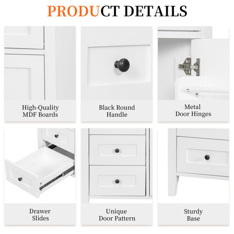 Bathroom Vanity With Sink, 3 Drawers & Cabinet With Adjustable Shelves