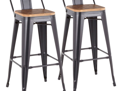 Oregon - Industrial Low Back Barstool (Set of 2) - Black