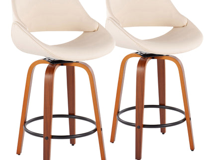 Fabrico - Mid Century Modern Fixed Height Counter Stool And Round Footrest (Set of 2)