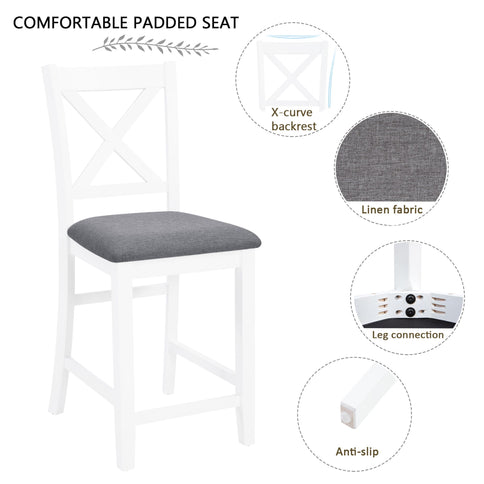 5 Piece Counter Height Dining Table Set With 4 Chairs