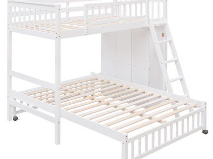 Bunk Bed With 6 Drawers And Flexible Shelves, Bottom Bed With Wheels