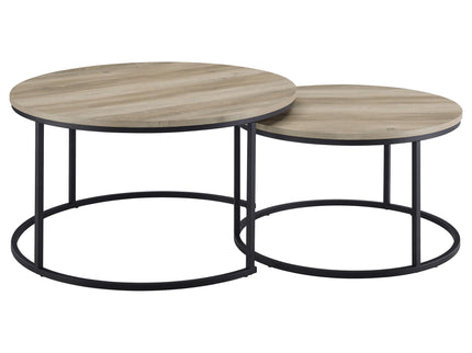 Arrize - 2 Piece Round Nesting Coffee Table Set - Pine Wood