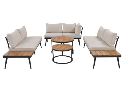 Modern Outdoor Sectional Sofa Set With Nesting Coffee Tables