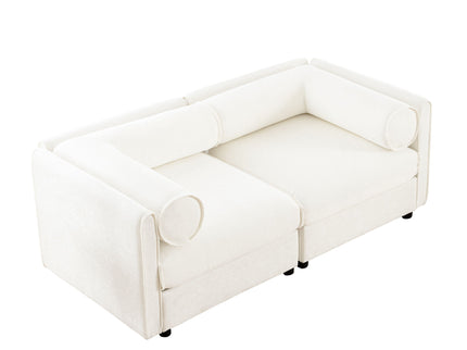 Stylish Sofa With Storage Seat And Cylindrical Backrest