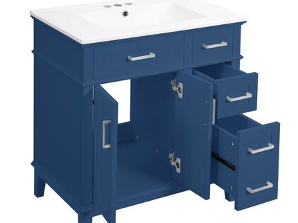 Modern Bathroom Vanity With Sink, Storage Cabinet, Soft Close Doors, Deep & Standard Drawers