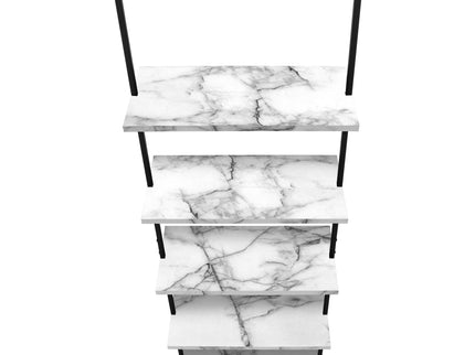 Bookshelf, Bookcase, Etagere, Ladder, 5 Tier, For Office, Marble Look Contemporary & Modern