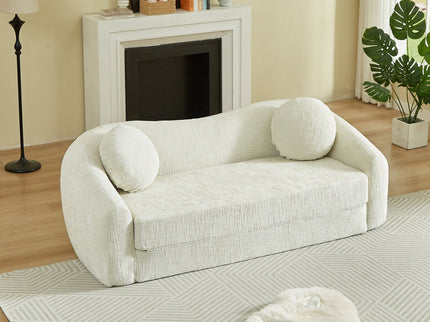 Curved Convertible Sofa, 2 In 1 Frameless Folding Sofa Bed With Pull Out Base And Deep Seat