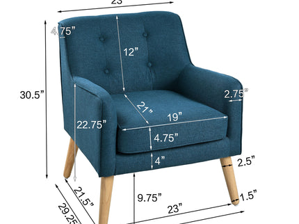 Modern Arm Chair With Tufted Back And Wooden Legs