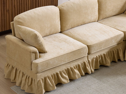 Cloud Sofa With Removable Ruffled Skirt With Ottoman And Flared Arms