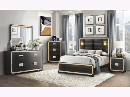 Lively - Dresser With Glitter Detail And Thick Bar Handle Hardware - Black