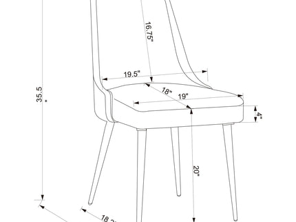 Padded Side Chair Of 2) With Upholstered Seat And Polished - Gray