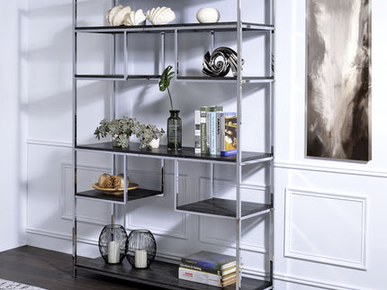 Vonara - Bookshelf - Chrome / Gray / Oak