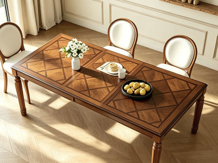 Rectangular Dining Table With Framed Top And Turned Legs - Walnut