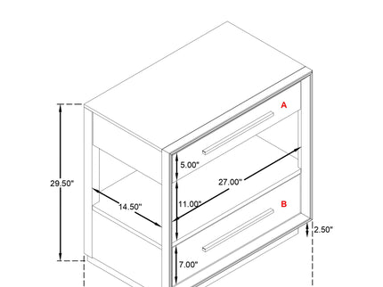 Prescott - 2 Drawers Nightstand With Open Shelf - Taupe