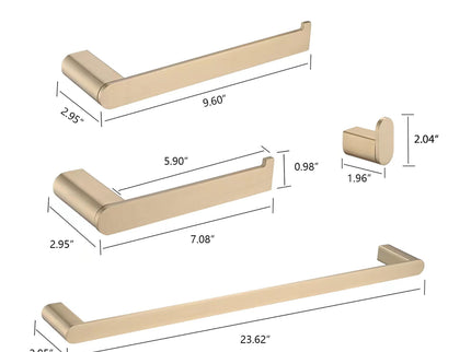 4 Pieces Bathroom Hardware Set Single Towel Bar, Towel Holder, Toilet Paper Holder