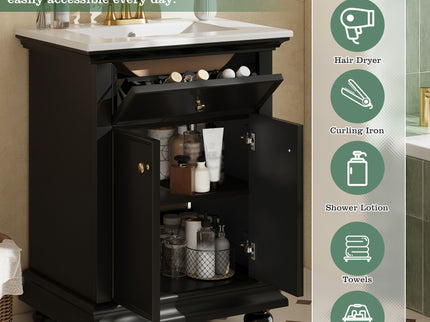 Modern Bathroom Vanity With Tip-Out Drawer And Soft-Close Hinges