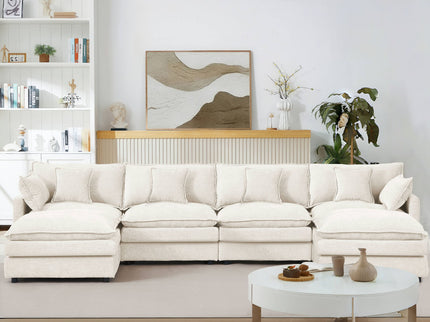 Modular U Shaped Sectional Sofa, 4 Seater Comfy Cloud Couch