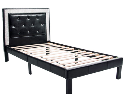 Glamours Style Bed With Diamond Tufted Padded Headboard