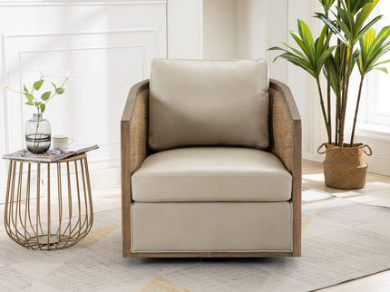Barrel, Comfy Round Accent Sofa Chair With 360 Degree Swivel, Leisure Arm