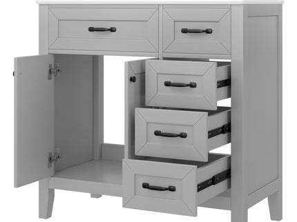 Modern Bathroom Vanity With Sink, Freestanding Design With Drawers And Doors