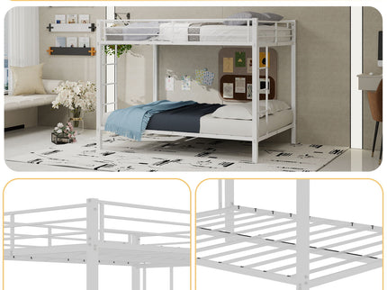 Bunk Bed For Kids, Convertible Frame With Ladders & Guardrail