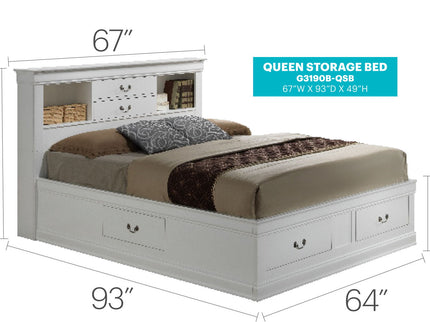 Traditional Style Bookcase Storage Bed