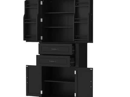 Multi Functional Storage Cabinet With Adjustable Shelves, 2 Drawers, Door Shelves