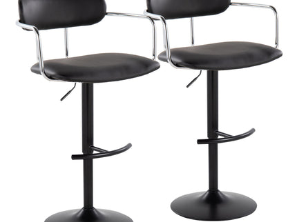 Demi - Contemporary Adjustable Height Barstool With Swivel With Rounded T Footrest (Set of 2)