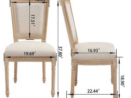 Dining Chairs Upholstered With T - Shaped Back (Set of 2) - Beige