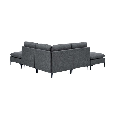 Upholstered Modular Sectional With Tall Legs, Medium Firm Seat