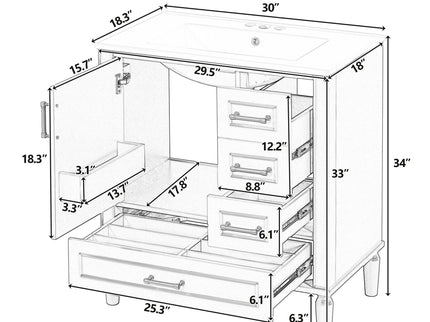 Traditional Bathroom Vanity Set With Soft Close Doors