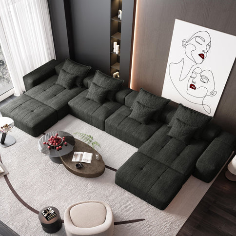 Modern Oversized Diy Combination Modular Sectional Sofa With Pillows