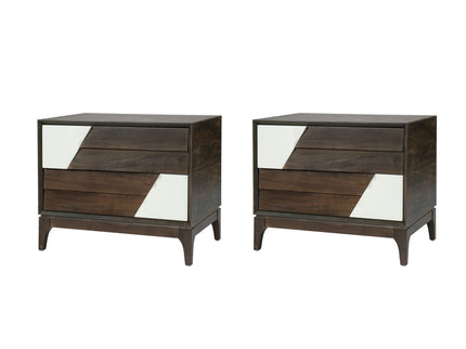 Japandi 2 Drawer Nightstand With Geometric Design