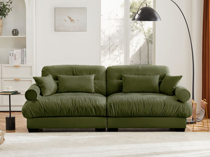 Modern Sofa With Bolstered Armrests And Pillows