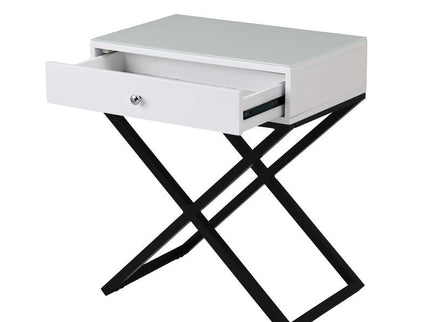 Koda - End Side Table Nightstand, Drawer And Cross Base