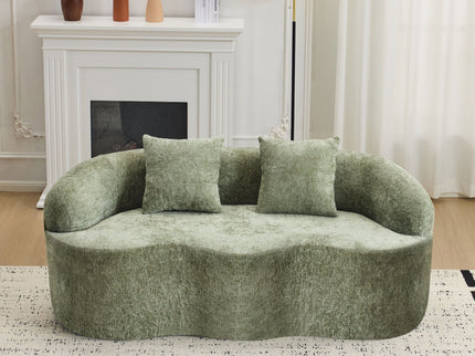Curved Loveseat Sofa With Round Armrest