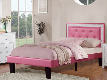 Glamours Style Bed With Diamond Tufted Padded Headboard