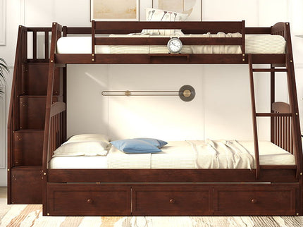 Bunk Bed With Drawers, Ladder And Storage Staircase