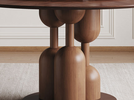 Round Dining Table With Lazy Susan For Living Room - Walnut