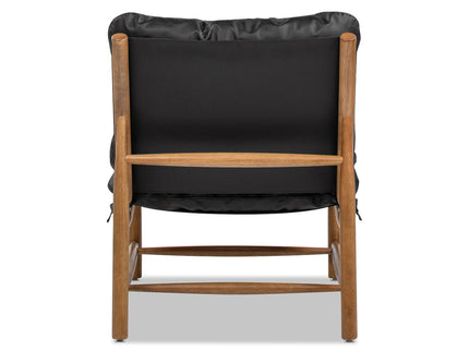 Oxford Leather Mid-Century Modern Accent Chair - Noir Black