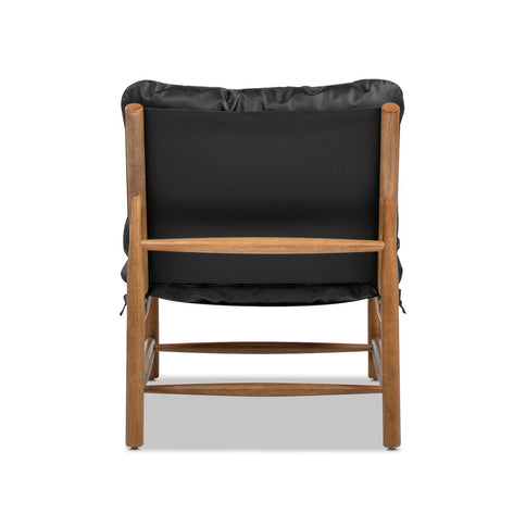 Oxford Leather Mid-Century Modern Accent Chair - Noir Black