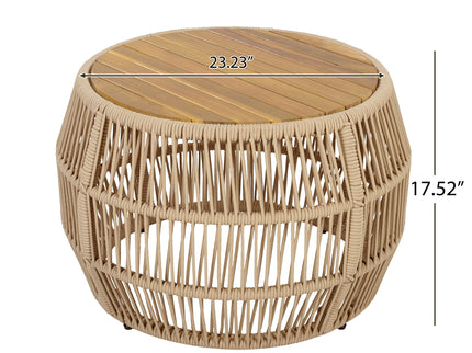 Round Side Table With Rope Frame