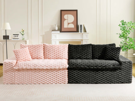 Multifunctional Sofa Pink Black, Fits 4 People